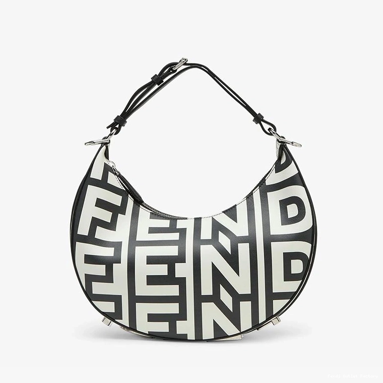 Cheap HOT Fendi Capsule Black White Bag Fendi Roma In Fendigraphy Small Leather Hobo 0820